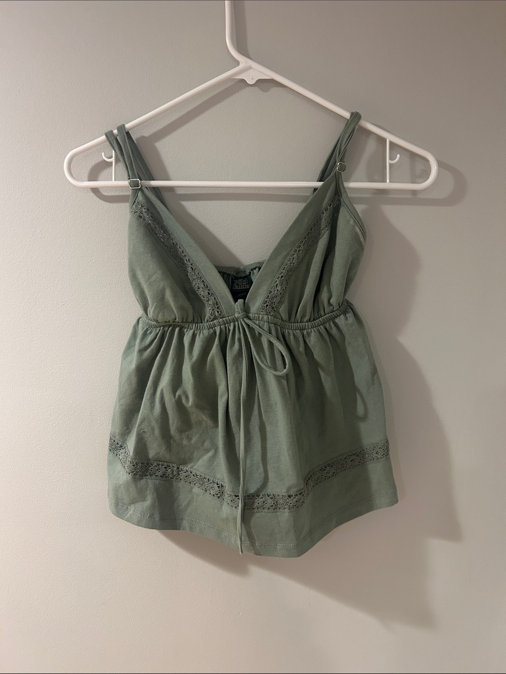 wild fable Sage Green Ribbed Tie-Front Cami